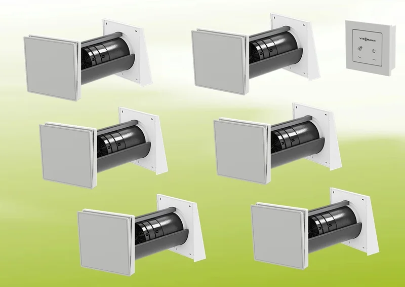 6x Viessmann Vitovent 100-D typ H40E B55 (L) s ovládací jednotkou 100-D a kabelovou ventilační sadou